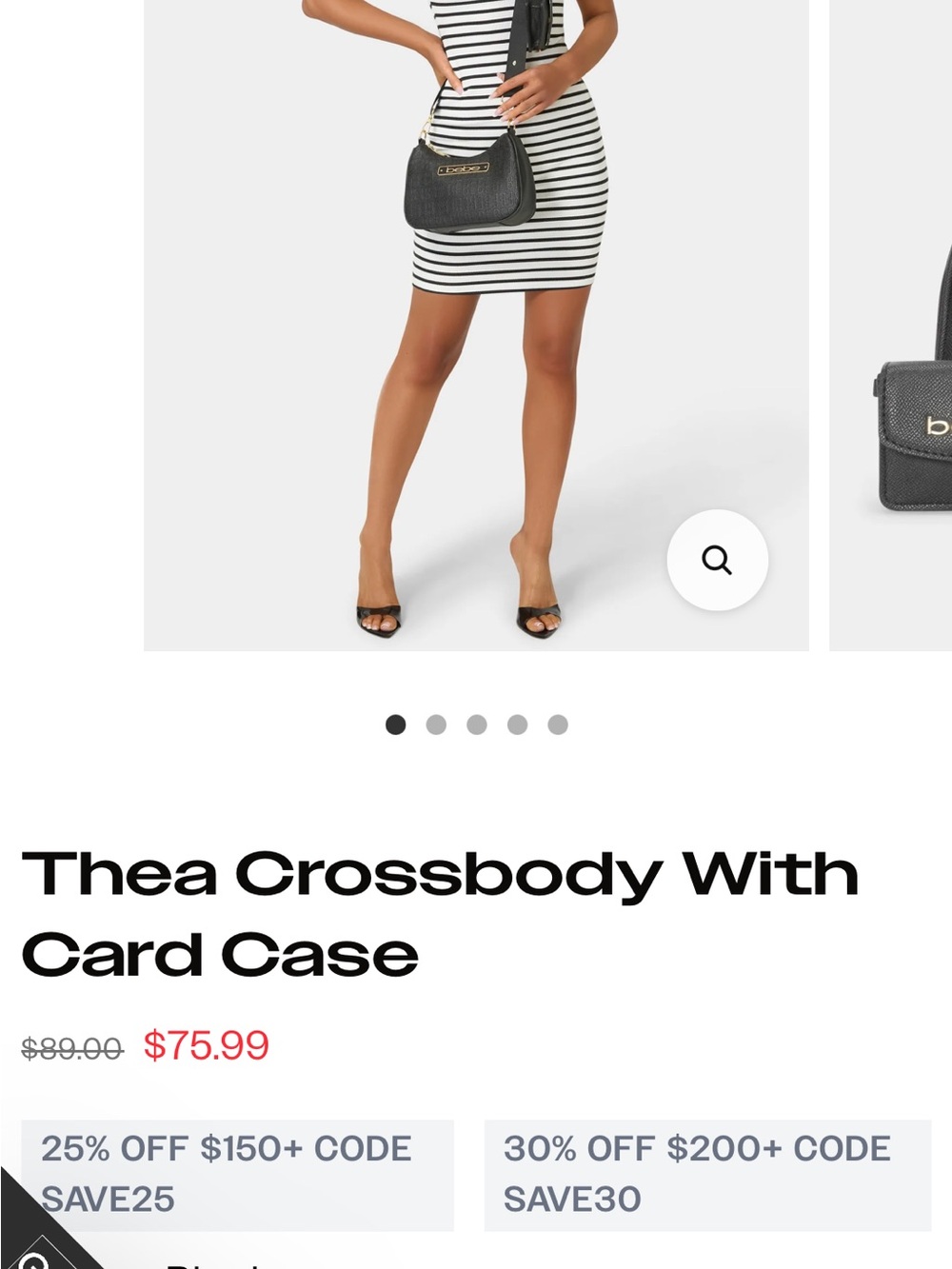 bebe Black Crossbody with Matching Card Case